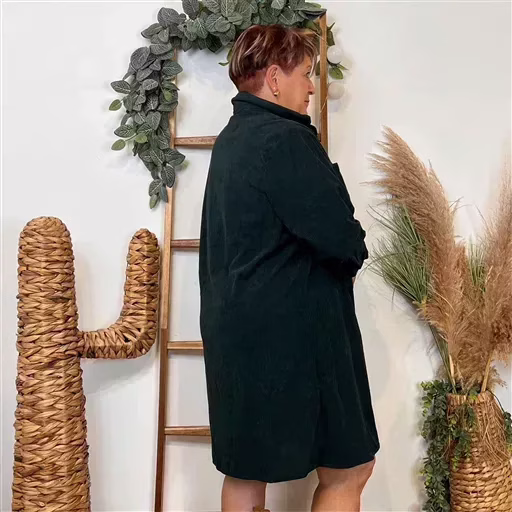 J888- Robe Velours "Maëlle" (T40-T48) (vert sapin) – Image 4