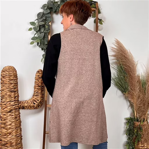 K067- Gilet sans manche "Maëlle" (Tu) (taupe) – Image 5