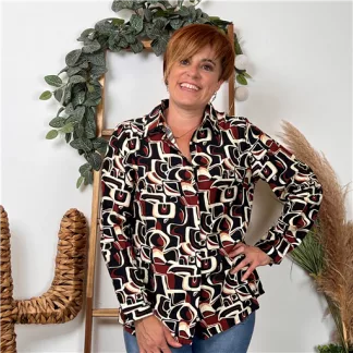 Blouse By-One Graphique (T36-T38) (noir)