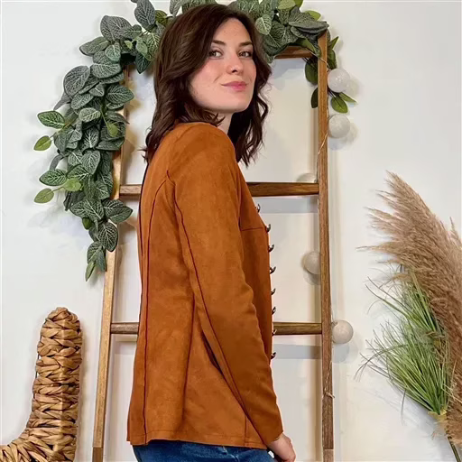 K068- Blazer Suédine Officier (T36-T44) (rouille) – Image 3