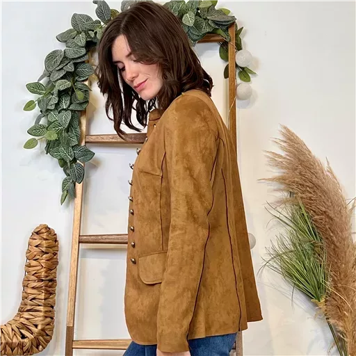 K068- Blazer Suédine Officier (T36-T44) 🇮🇹 (camel) – Image 3