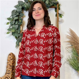 Chemise Brodée By One (T36-T38) (bordeaux)