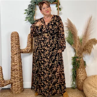 Robe Maëlle fleurie (T40-T48) (noir)