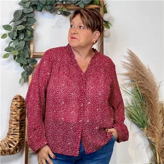 Chemisier voilage By.one (T40-T48) (bordeaux)