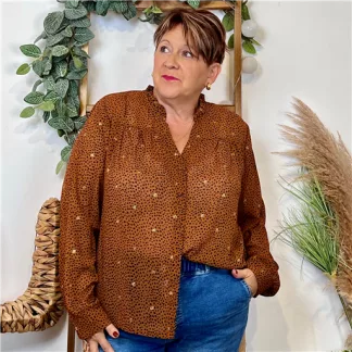 Chemisier voilage By.one (T40-T48) (camel)