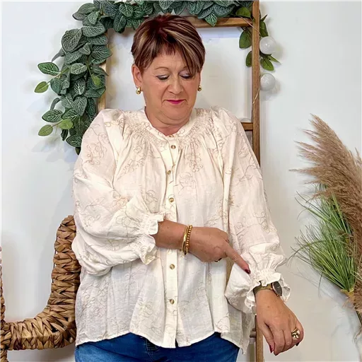 Chemise Brodée By One (T40-T48) (beige)