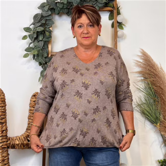 Pull imprimé "Coraux" (GT) 🇮🇹 (taupe)
