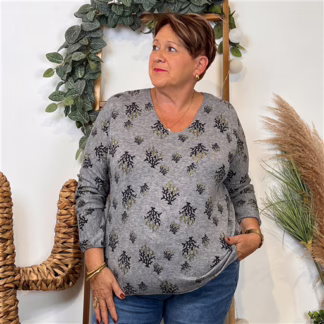 Pull imprimé "Coraux" (GT) 🇮🇹 (gris)