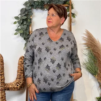 Pull imprimé "Coraux" (GT) 🇮🇹 (gris)