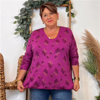 Pull imprimé "Coraux" (GT) 🇮🇹 (fuchsia)