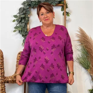 Pull imprimé "Coraux" (GT) 🇮🇹 (fuchsia)