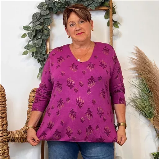 Pull imprimé "Coraux" (GT) 🇮🇹 (fuchsia)