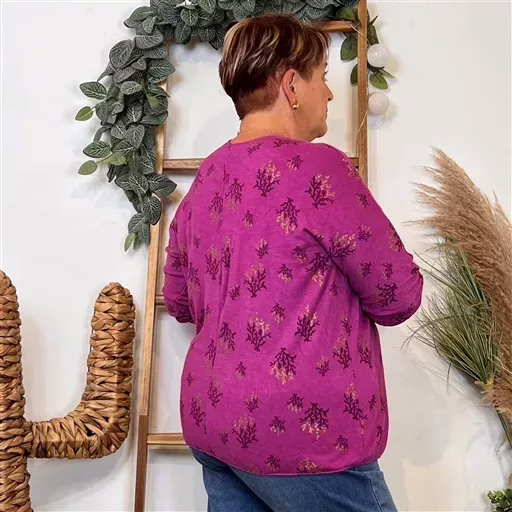 Z128. Pull imprimé "Coraux" (GT) 🇮🇹 (fuchsia) – Image 3