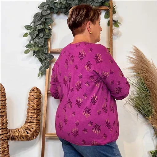 Z128. Pull imprimé "Coraux" (GT) 🇮🇹 (fuchsia) – Image 3