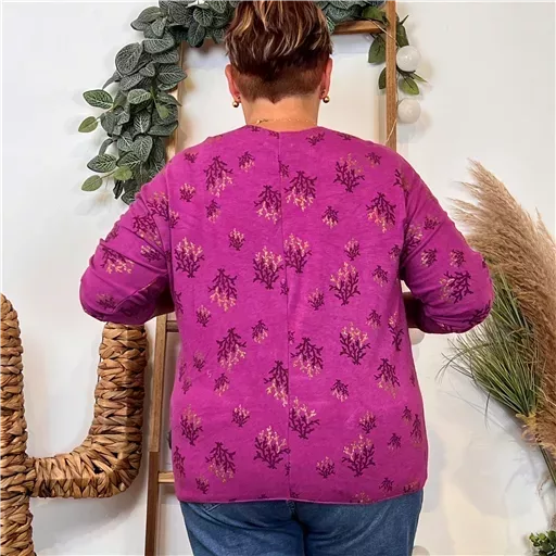 Z128. Pull imprimé "Coraux" (GT) 🇮🇹 (fuchsia) – Image 5