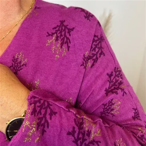 Z128. Pull imprimé "Coraux" (GT) 🇮🇹 (fuchsia) – Image 6