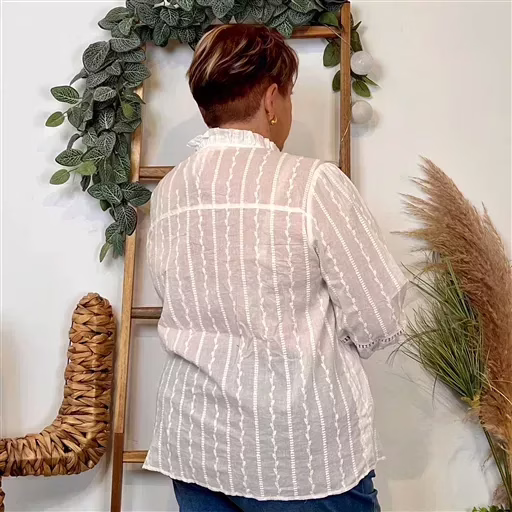 K100- Chemise Brodée By One (T40-T48) (blanc) – Image 3