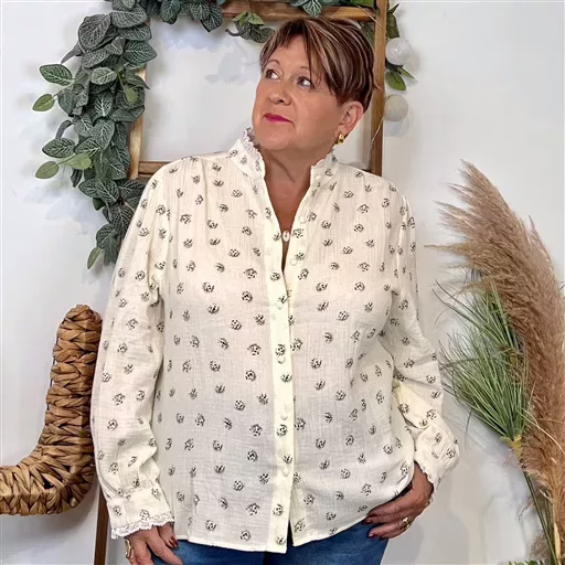 Chemise Brodée By One (T40-T48) (ecru)