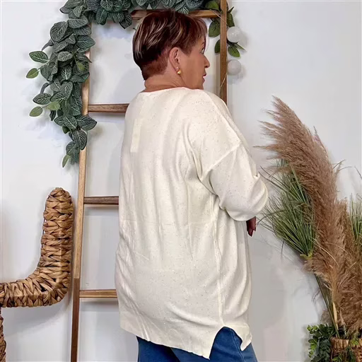 Z118- Pull Christy Pailleté Grande Taille (ecru) – Image 4