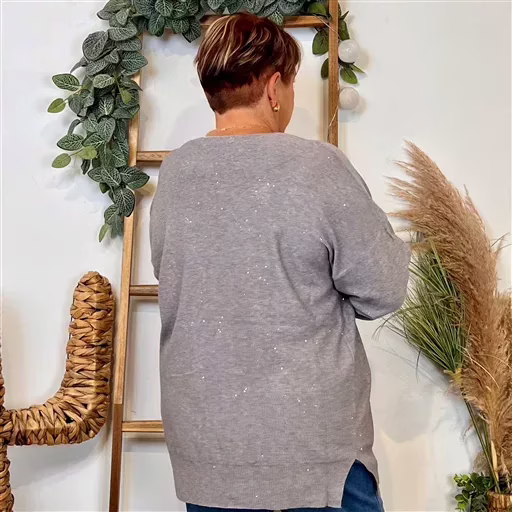 Z118- Pull Christy Pailleté Grande Taille (gris) – Image 4