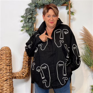 Chemisier Visage Abstrait (noir)