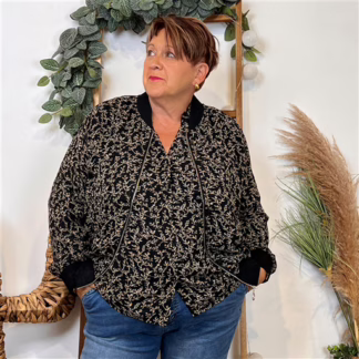 Bomber imprimé feuillage "By One"(T40-T48) (noir)