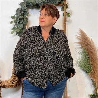 Bomber imprimé feuillage "By One"(T40-T48) (noir)