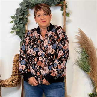 Bomber By One imprimé Floral (T40-T48) (noir)