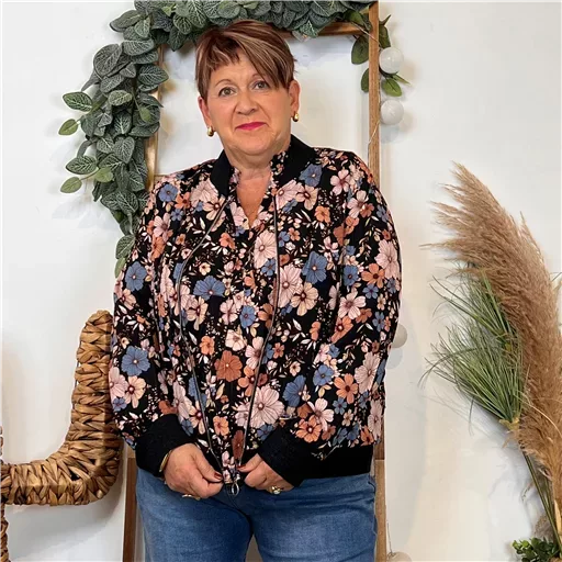 Bomber By One imprimé Floral (T40-T48) (noir)