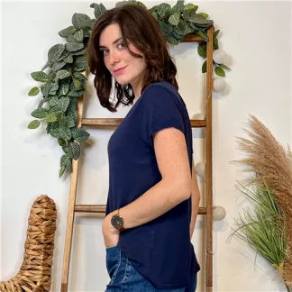 T-shirt uni Lin/Viscose 🇮🇹 (marine)