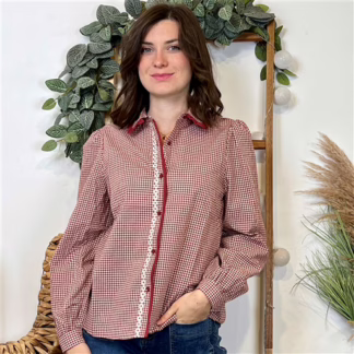 Chemise "Cerise Blue" Vichy (T36-T40) (bordeaux)