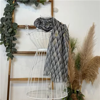 Foulard Feuilles détails dorés (noir)