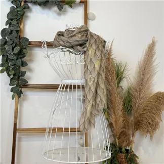 Foulard Feuilles détails dorés (taupe)