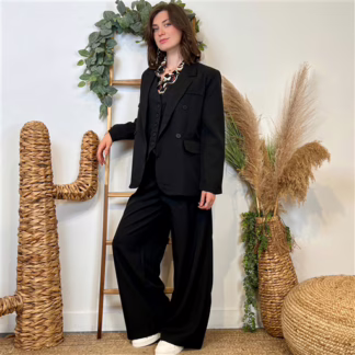 Pantalon large à plis "So Sweet" (T36-T40) (noir)