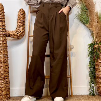 Pantalon large à plis "So Sweet" (T36-T40) (marron)