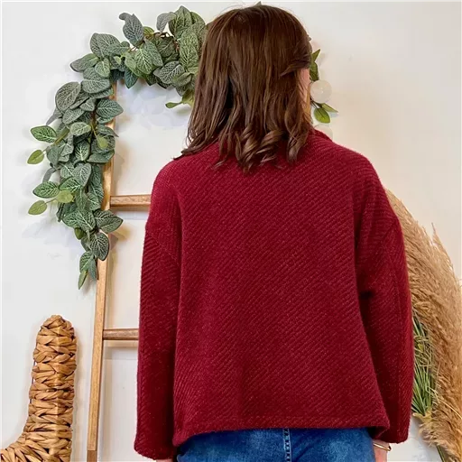 K054- Veste courte chevron (Tu) 🇮🇹 (bordeaux) – Image 4