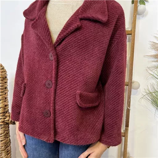 K054- Veste courte chevron (Tu) 🇮🇹 (bordeaux) – Image 5