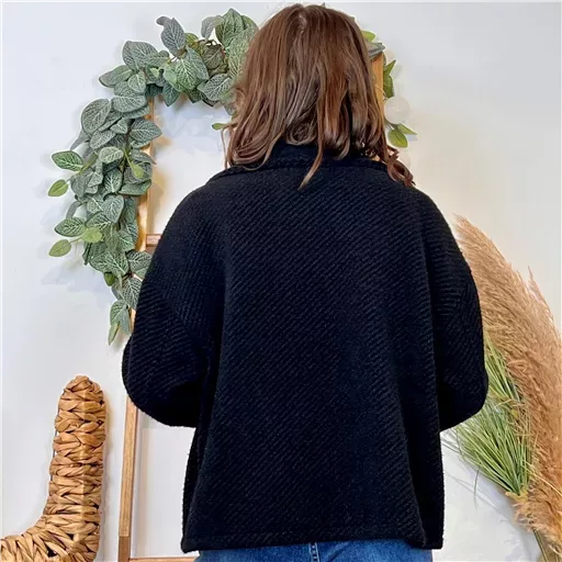 K054- Veste courte chevron (Tu) 🇮🇹 (noir) – Image 4