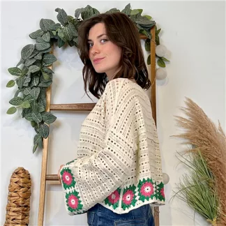 Tunique macramée «In April ...» (beige)