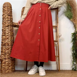 Jupe boutonnée "Maëlle" (T36-T38) (rouille)