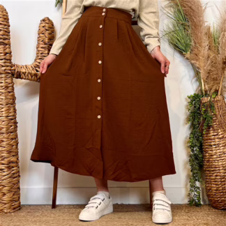 Jupe boutonnée "Maëlle" (T36-T38) (camel)