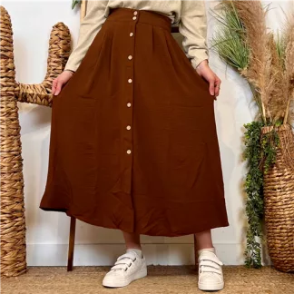 Jupe boutonnée "Maëlle" (T36-T38) (camel)