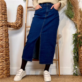 Jupe fendue jean Voggo (T36-T44) (denim)