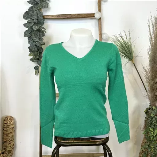 Y248- Pull Laine Cachemire "Tricotonic" (les T36&40) (vert brésil) – Image 2