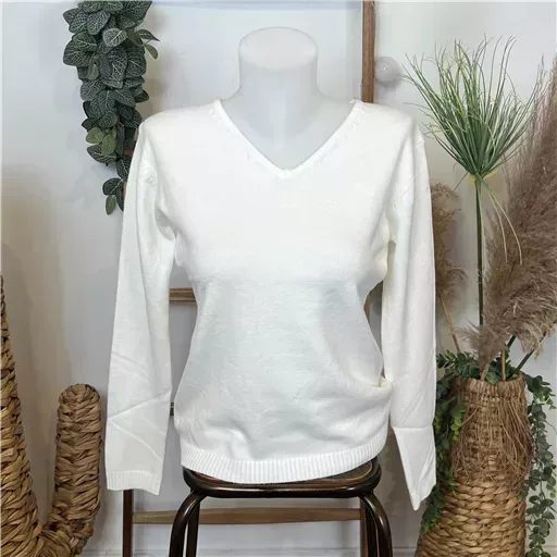 Y249-Tricotonic Col V les T38 & 42 (ecru) – Image 2