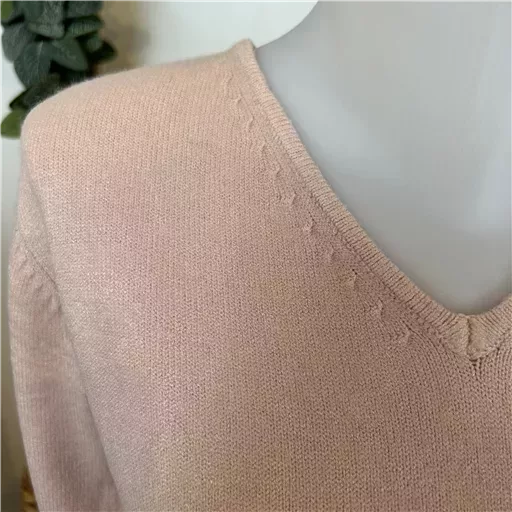 Y249-Tricotonic Col V les T38 & 42 (rose poudré) – Image 3