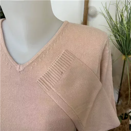 Y249-Tricotonic Col V les T38 & 42 (rose poudré) – Image 4