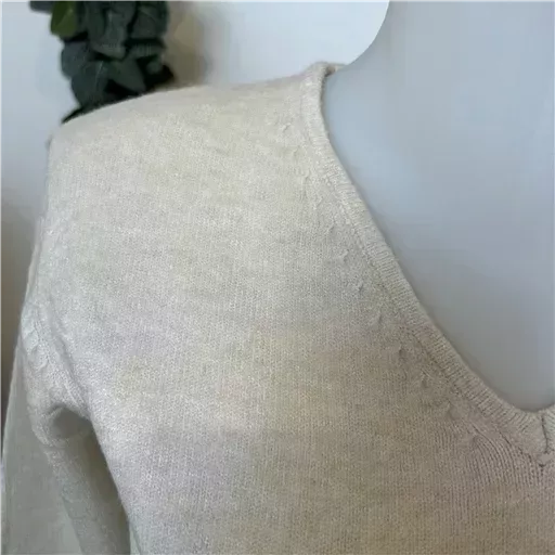 Y249-Tricotonic Col V les T38 & 42 (beige) – Image 3