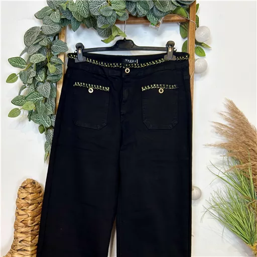 M966- Jean Wide Leg "Seventies" Voggo (T42-T50) (noir) – Image 4