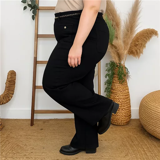 M966- Jean Wide Leg "Seventies" Voggo (T42-T50) (noir) – Image 3